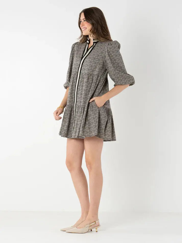 Sadie Dress - Black Tonal Monogram EMILY McCARTHY