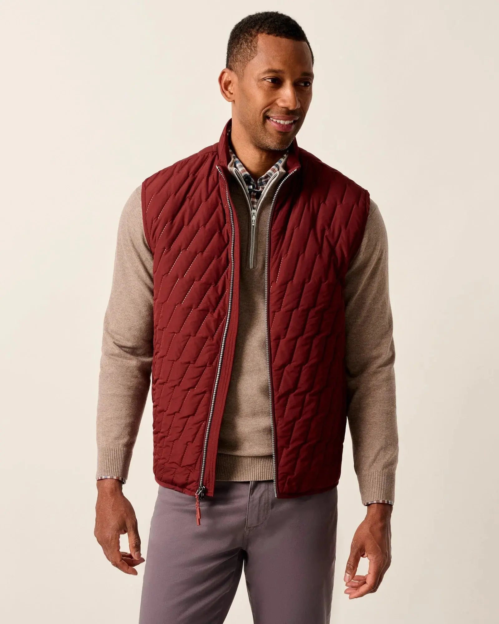 Belfry Quilted Puffer Vest - Dark Maroon Grayers