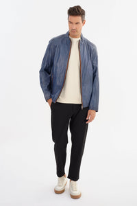 Gerry Moto Jacket - Blue / Cognac Regency