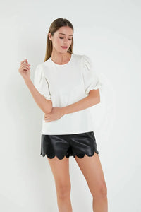 Ponte Puff Sleeve Top English Factory