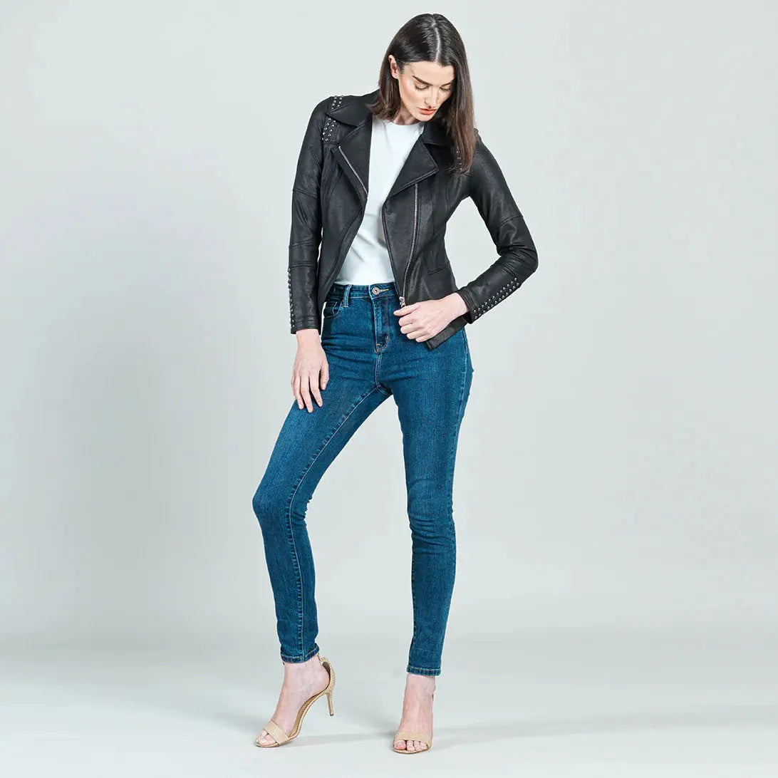 Liquid Leather™ Studded Jacket - Black Clara Sun Woo