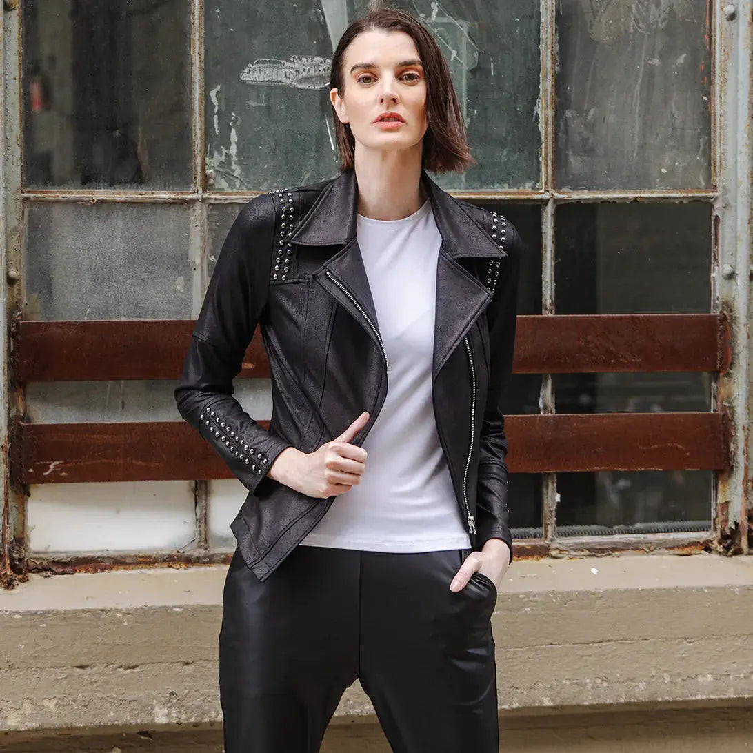Liquid Leather™ Studded Jacket - Black Clara Sun Woo