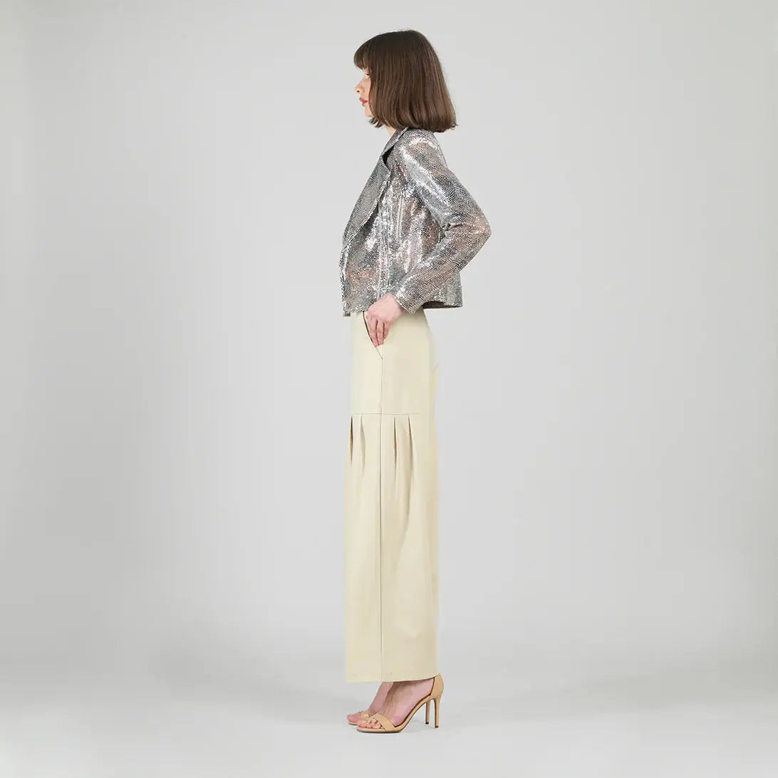 Sequin Knit Moto Jacket - Champagne Clara Sun Woo