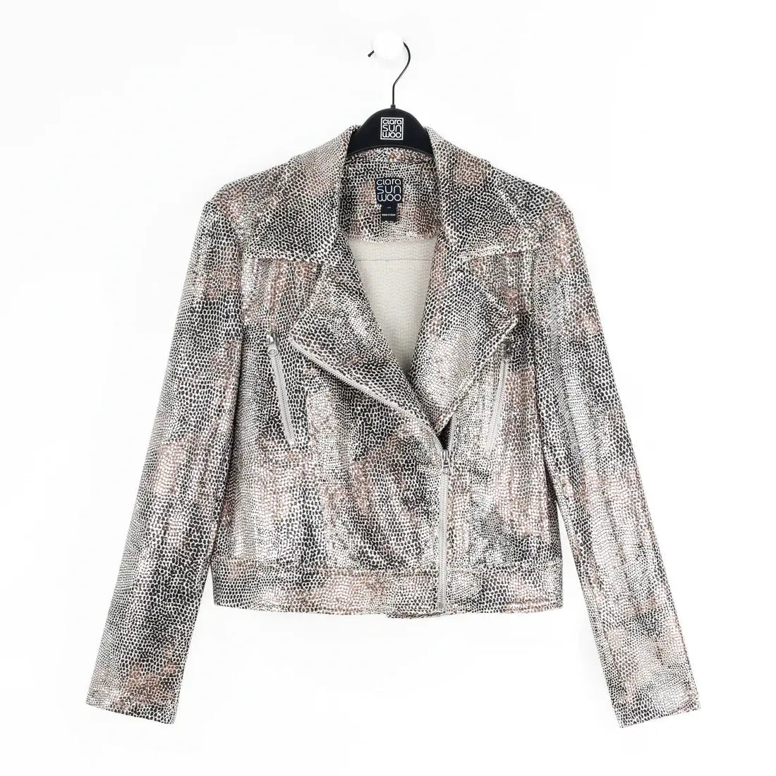 Sequin Knit Moto Jacket - Champagne Clara Sun Woo