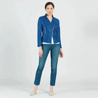 Liquid Leather™ Biker Jacket - Cobalt Blue Clara Sun Woo