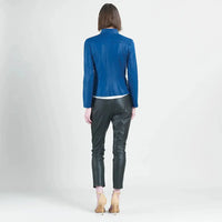Liquid Leather™ Biker Jacket - Cobalt Blue Clara Sun Woo