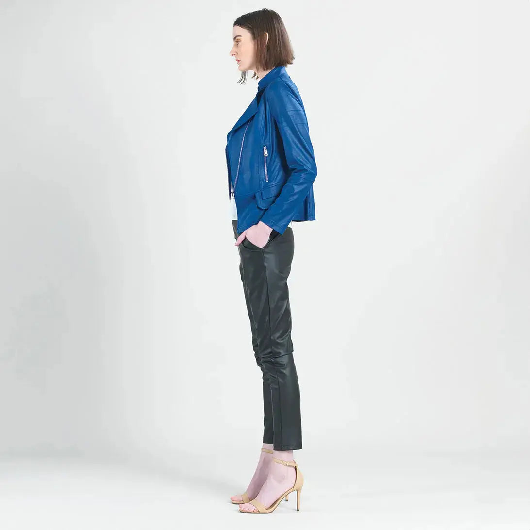 Liquid Leather™ Biker Jacket - Cobalt Blue Clara Sun Woo