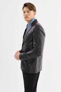 Joshua Black Leather Blazer Regency