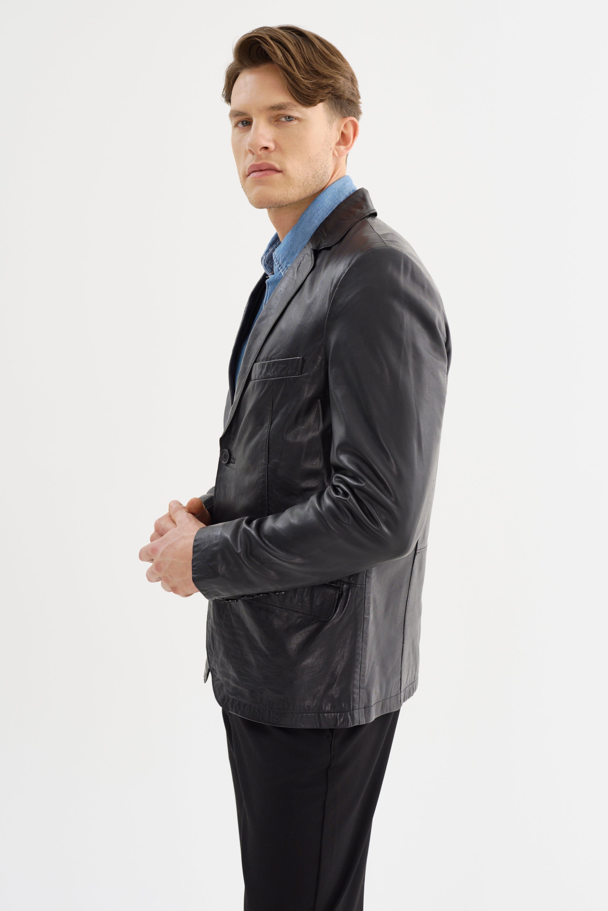 Joshua Black Leather Blazer Regency