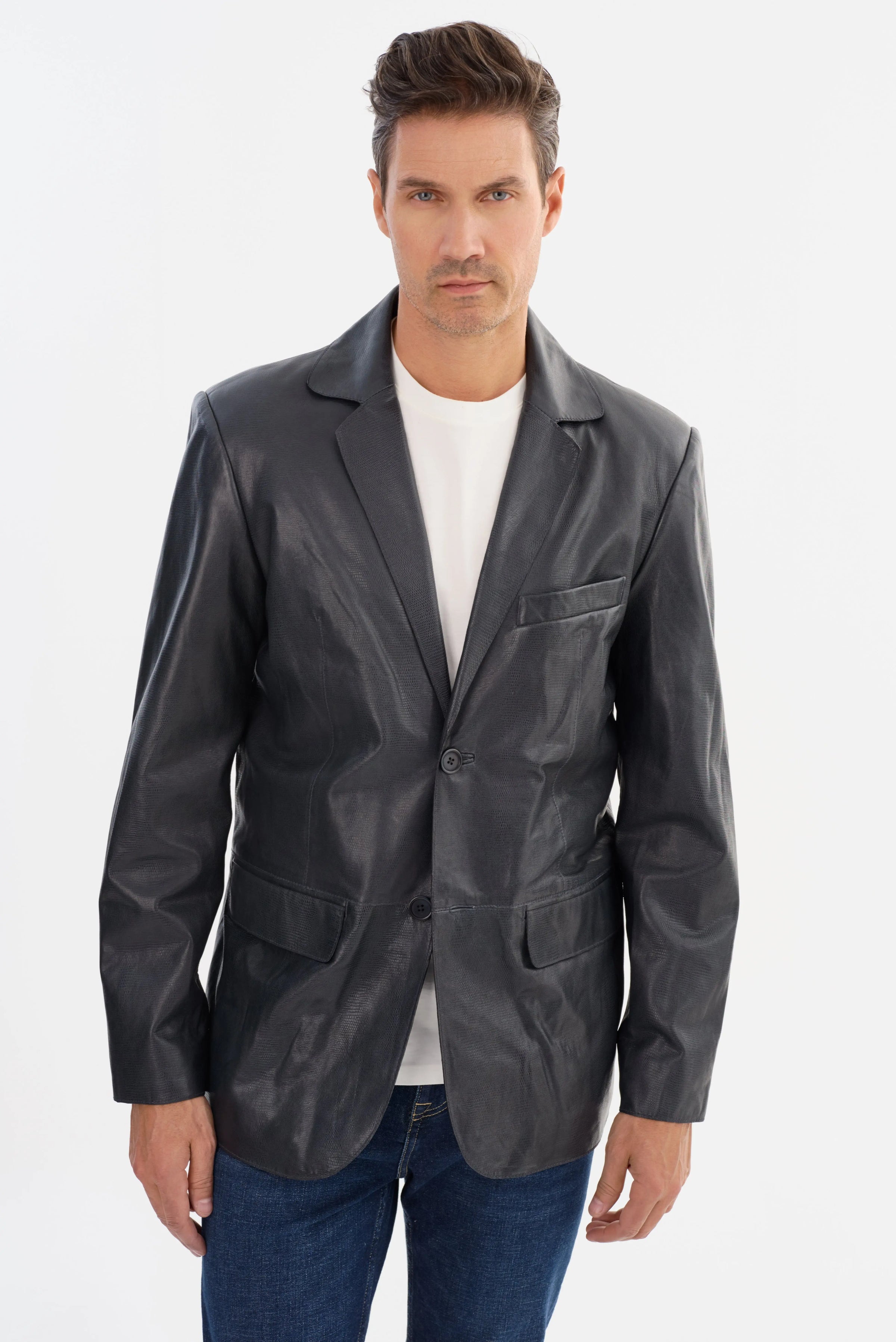 Joshua Baby Croc Leather Blazer Regency