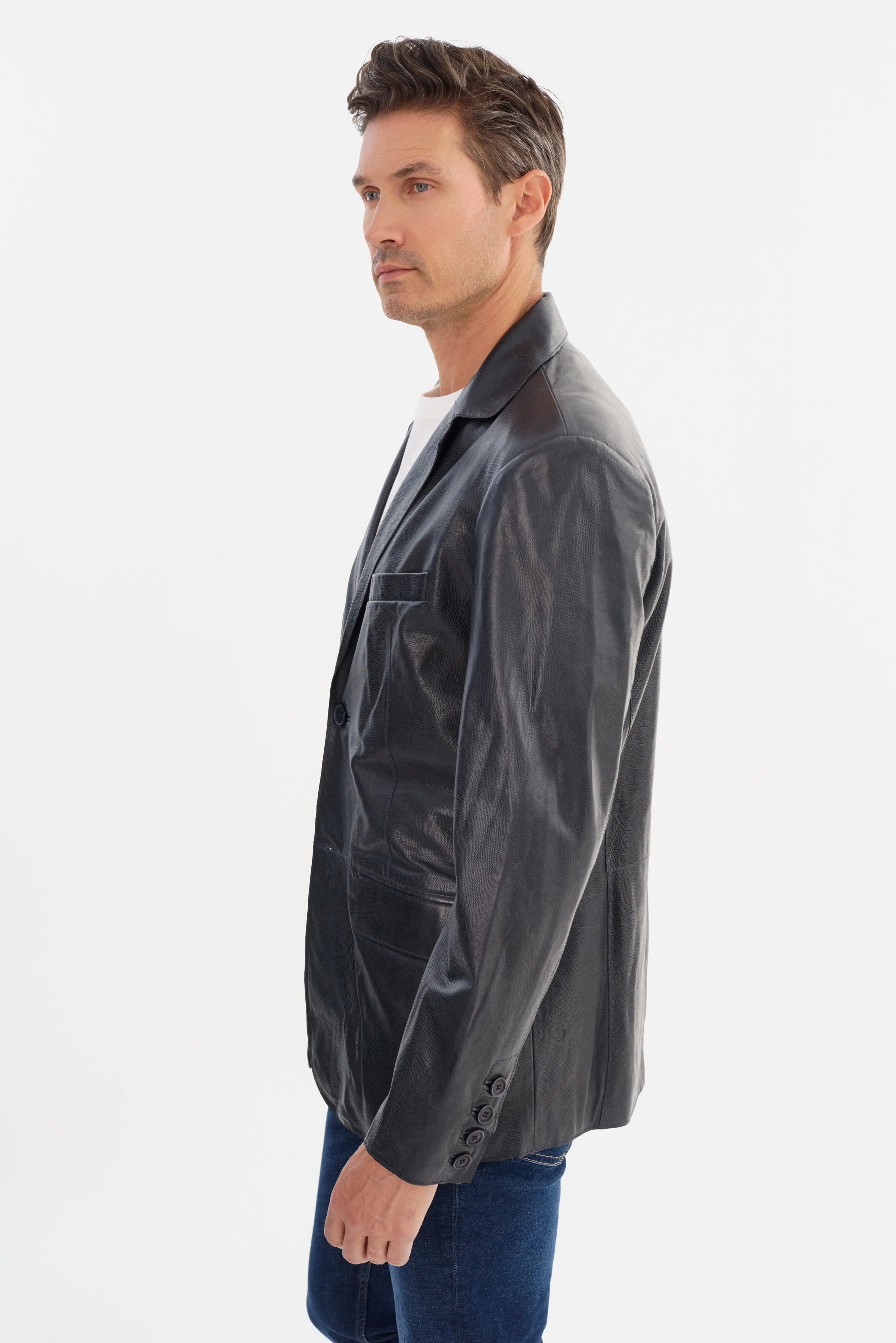 Joshua Baby Croc Leather Blazer Regency