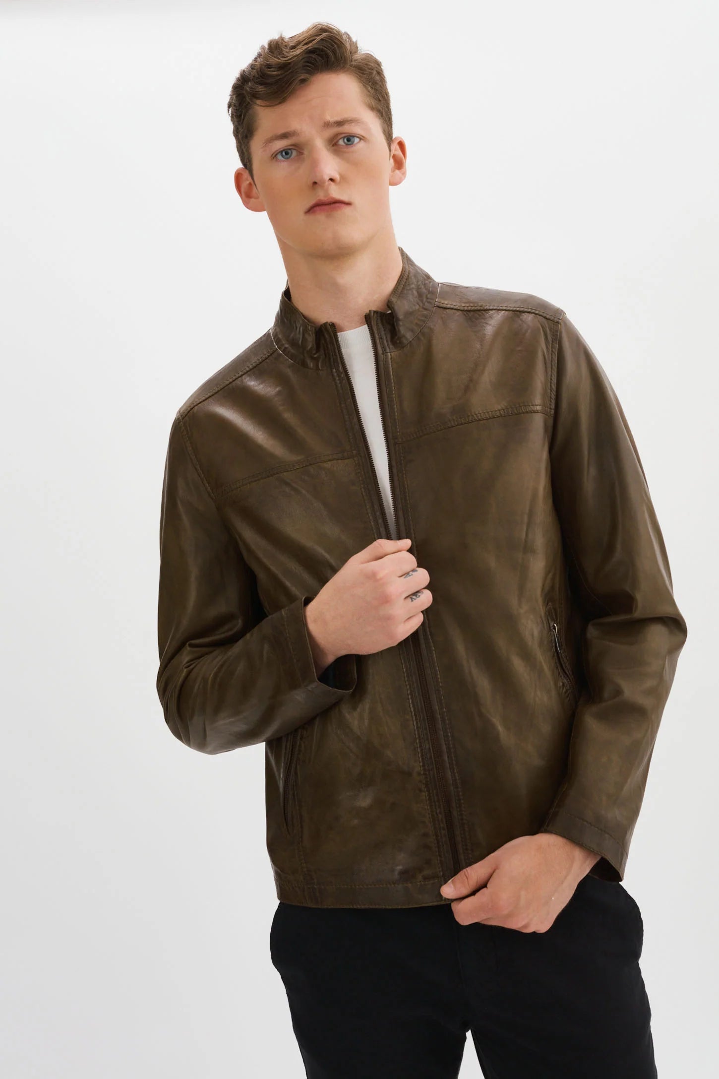 Lucio Green Leather Jacket Regency
