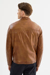 Lucio Lambskin Leather Jacket- Cognac