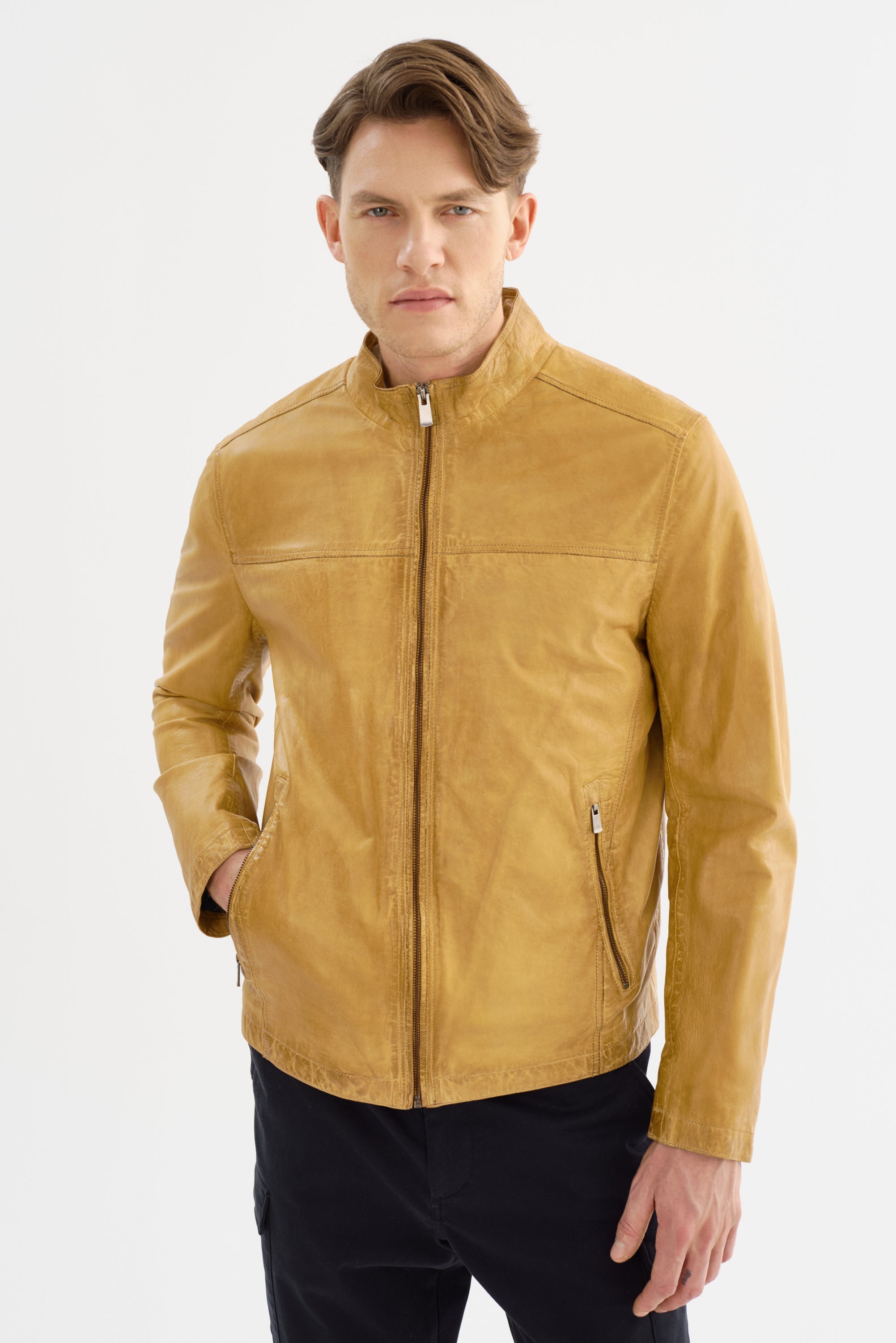 Lucio Yellow Leather Jacket Regency