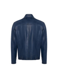 Lino Lambskin Leather Jacket- Jean Blue Regency