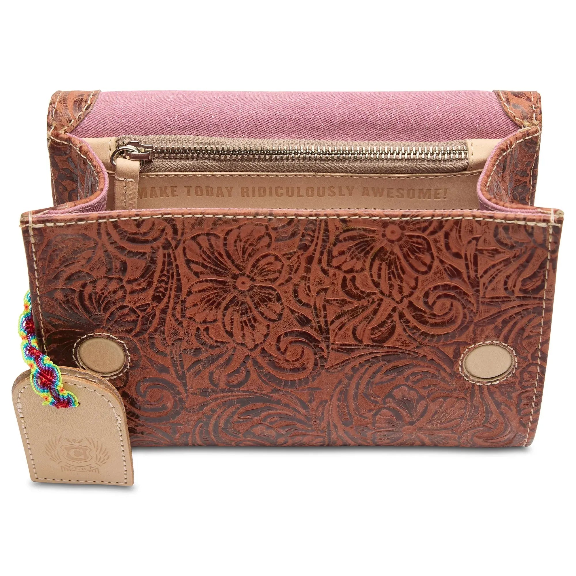 Sally On the Town – Tooled Leather Mini Messenger Bag Consuela