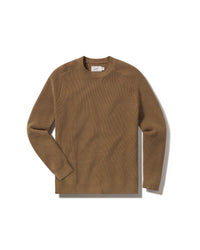 Shaker Stitch Cotton Crewneck Sweater - Covert Green Grayers