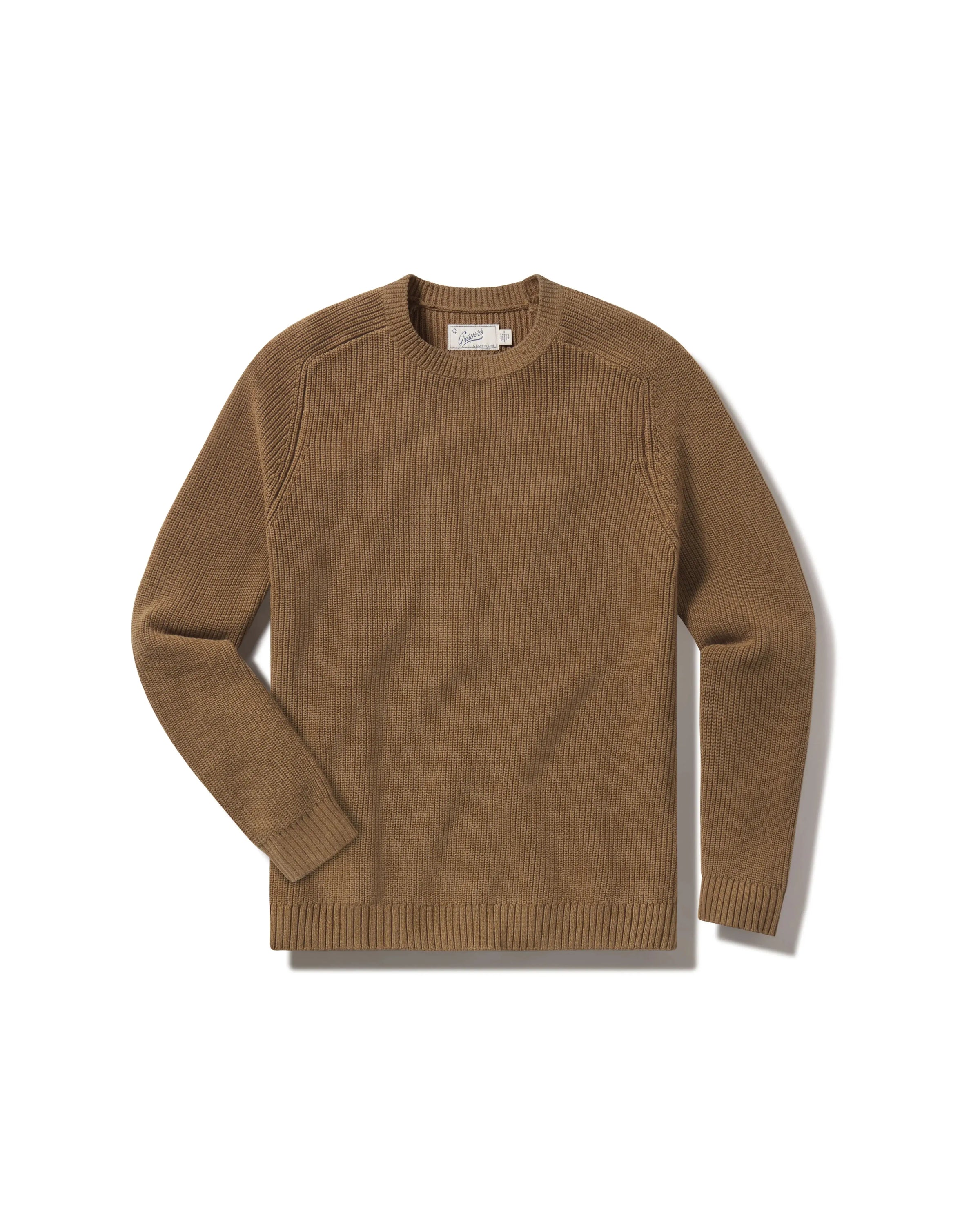 Shaker Stitch Cotton Crewneck Sweater - Covert Green Grayers