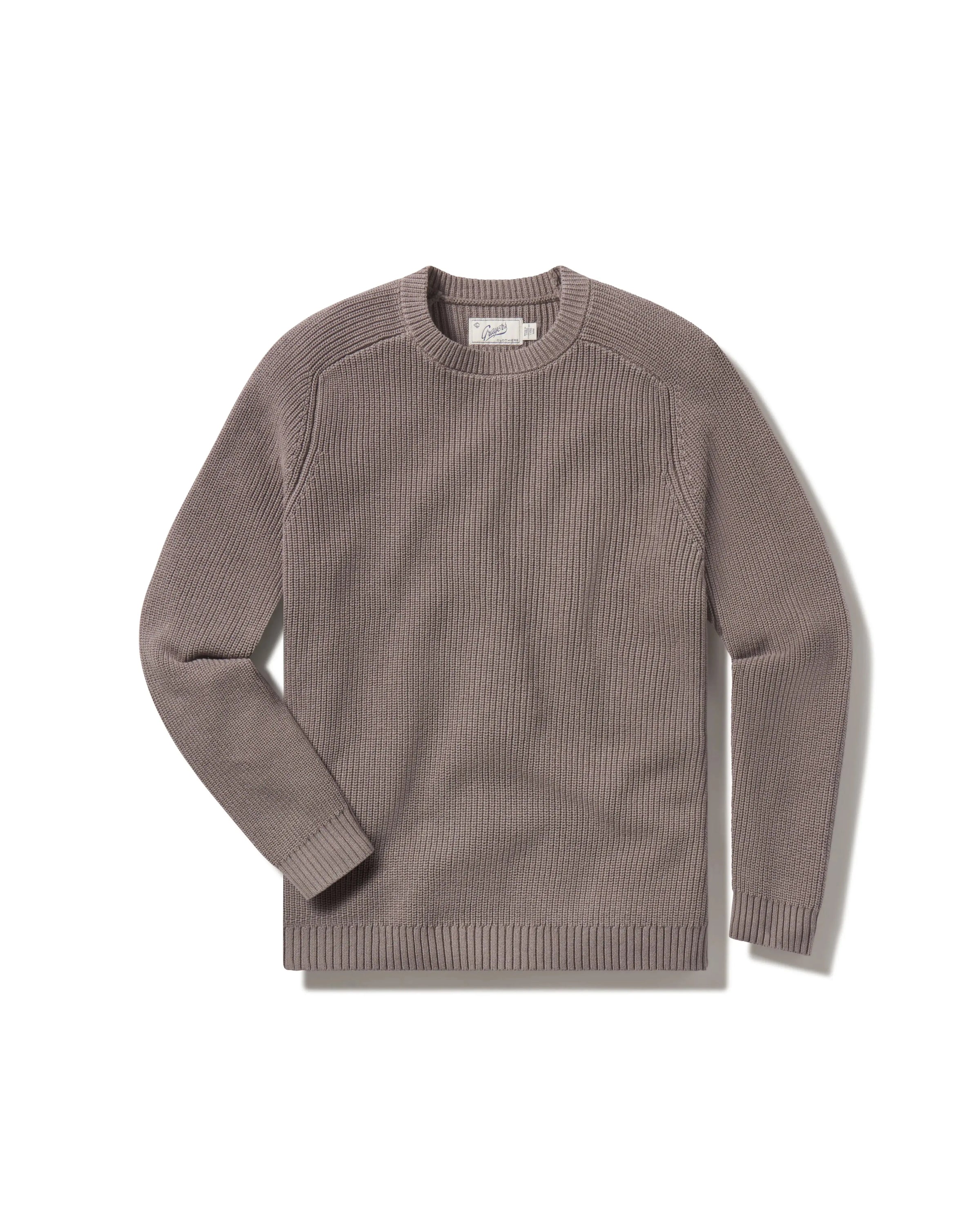 Shaker Stitch Cotton Crewneck Sweater - Frost Grey Grayers