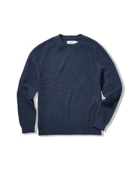 Shaker Stitch Cotton Crewneck Sweater - Navy Grayers