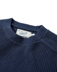 Shaker Stitch Cotton Crewneck Sweater - Navy Grayers