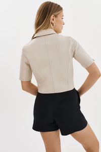 SEVANA | REVERSIBLE LEATHER JACKET - BONE/GOLD Lamarque