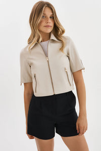 SEVANA | REVERSIBLE LEATHER JACKET - BONE/GOLD Lamarque