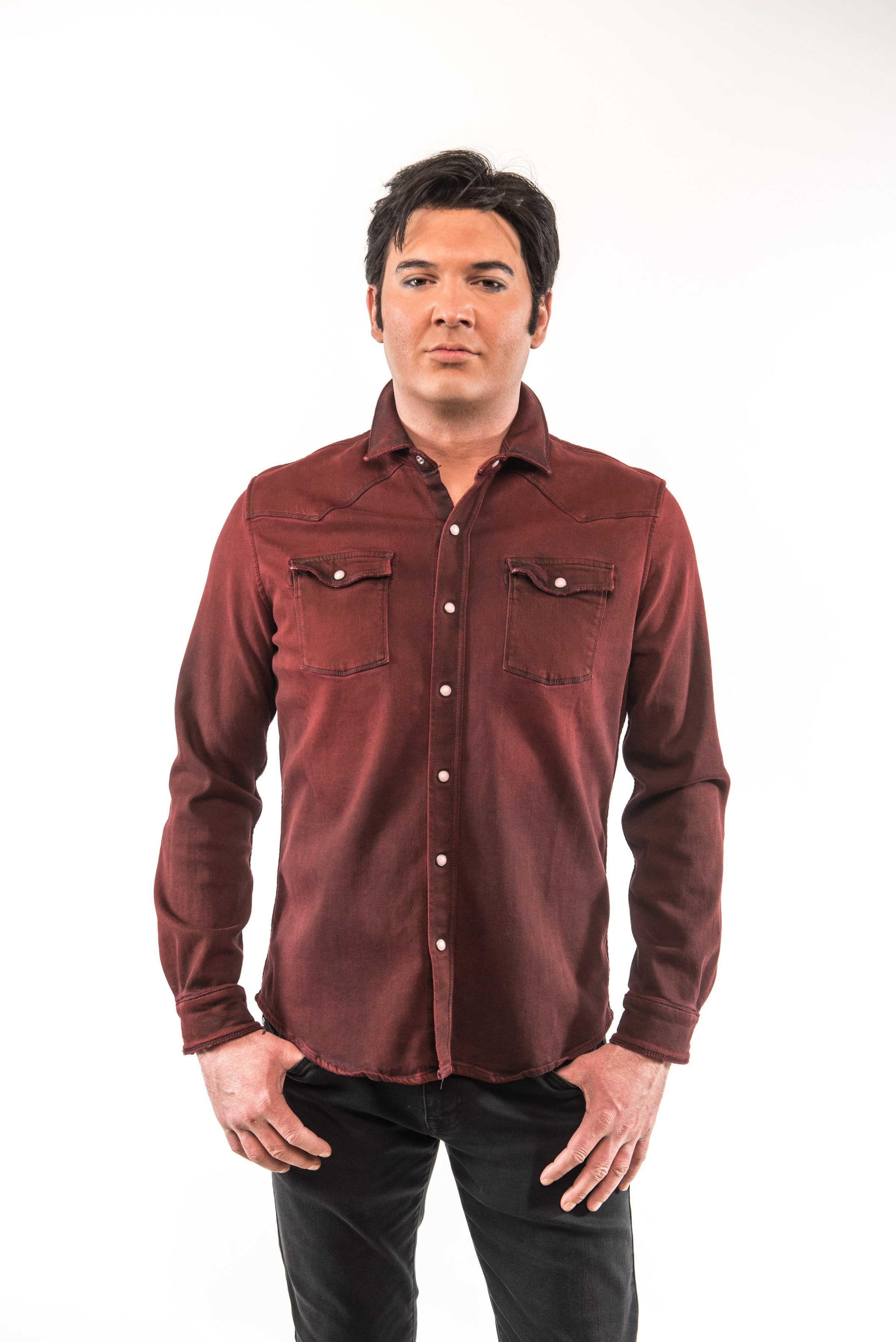 Roper Western Snap Shirt/Shacket - Bordeaux Teleria Zed