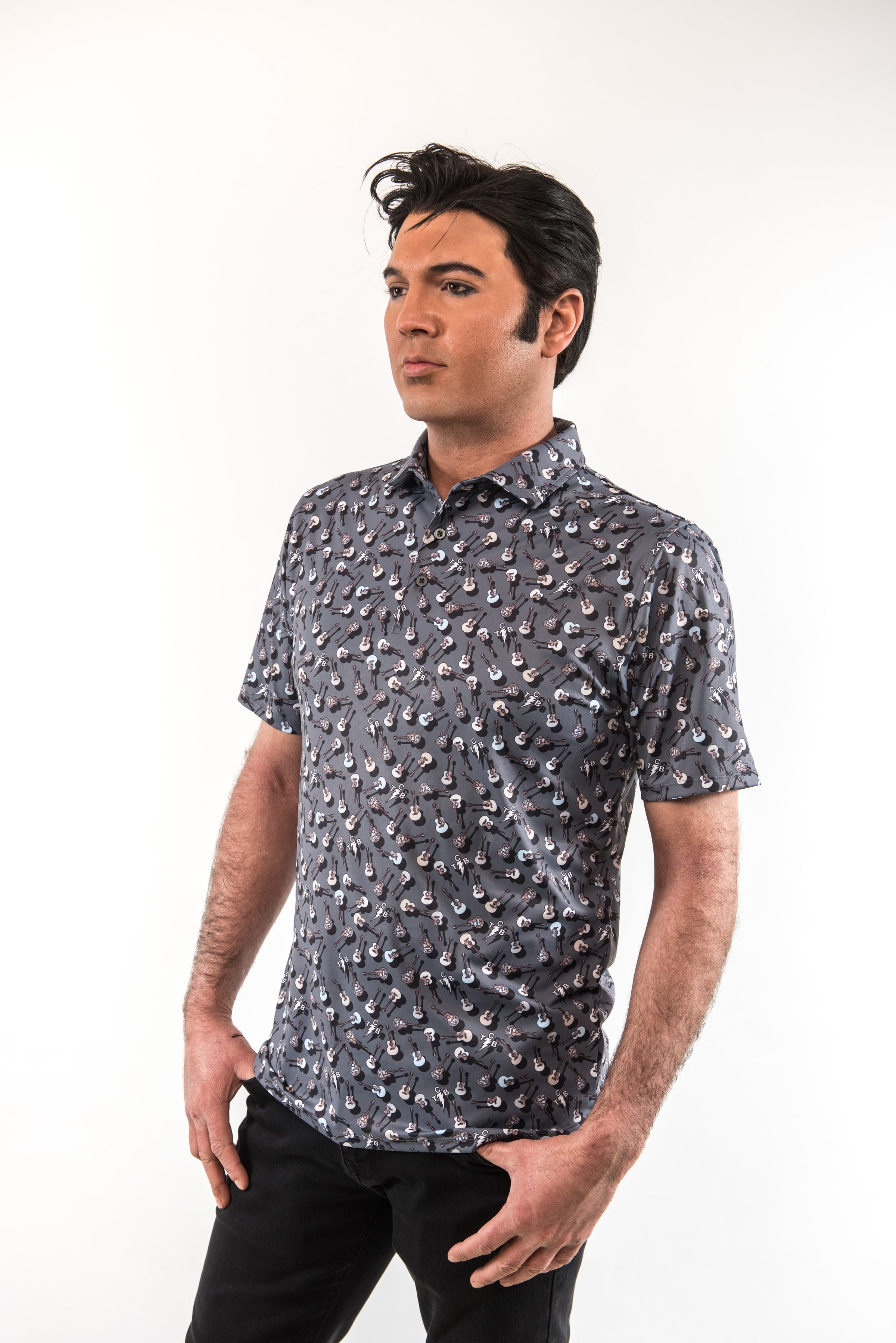TCB & Guitars Polo - Grey Clothier to The King