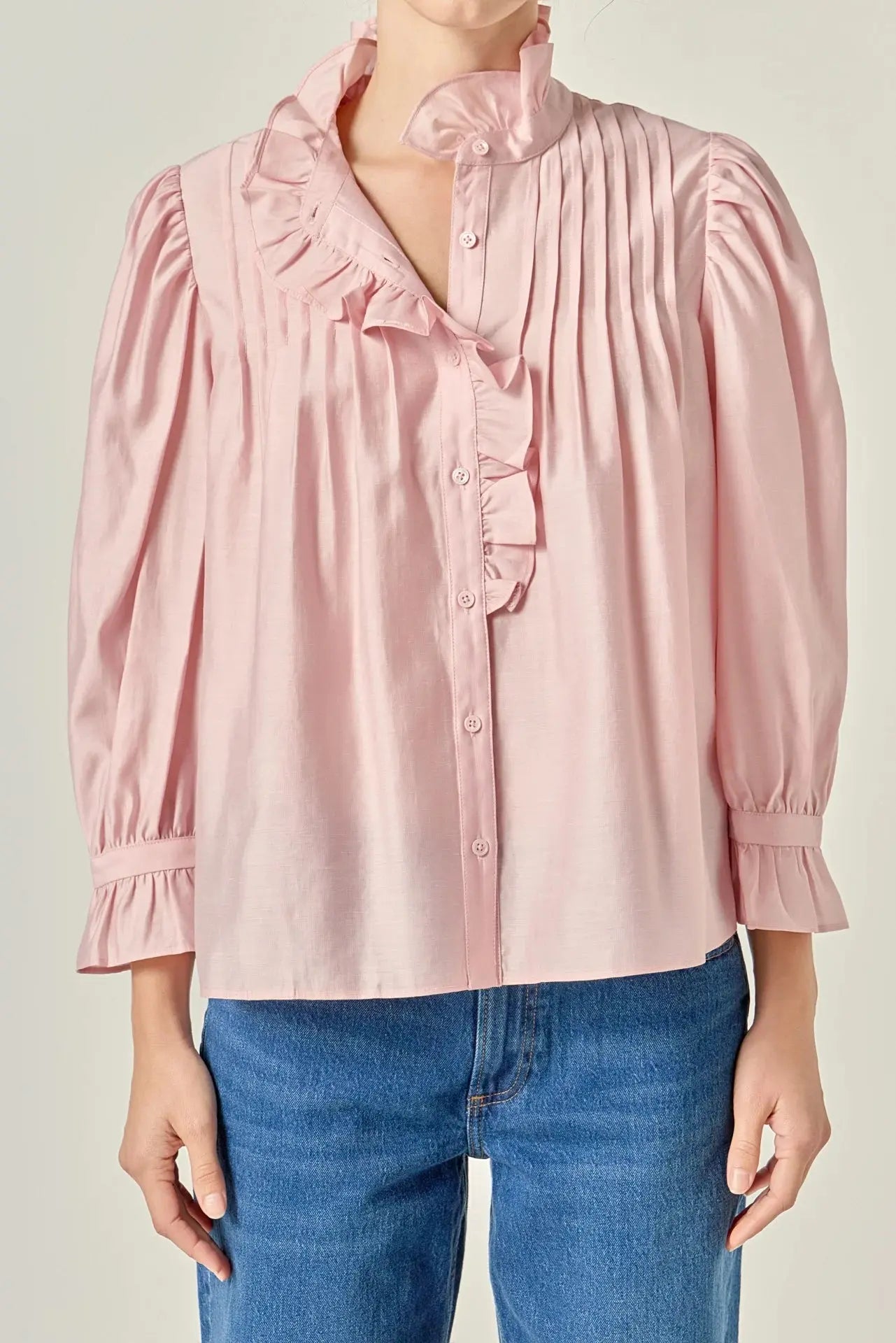 Blush Ruffle Detailed Blouse English Factory