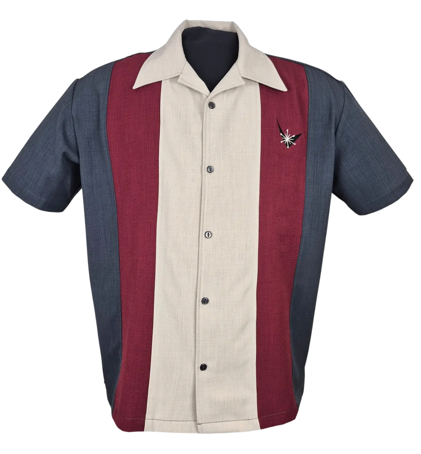 Atomic Mad Men Bowling Shirt Charcoal/Burgundy Clothier to The King