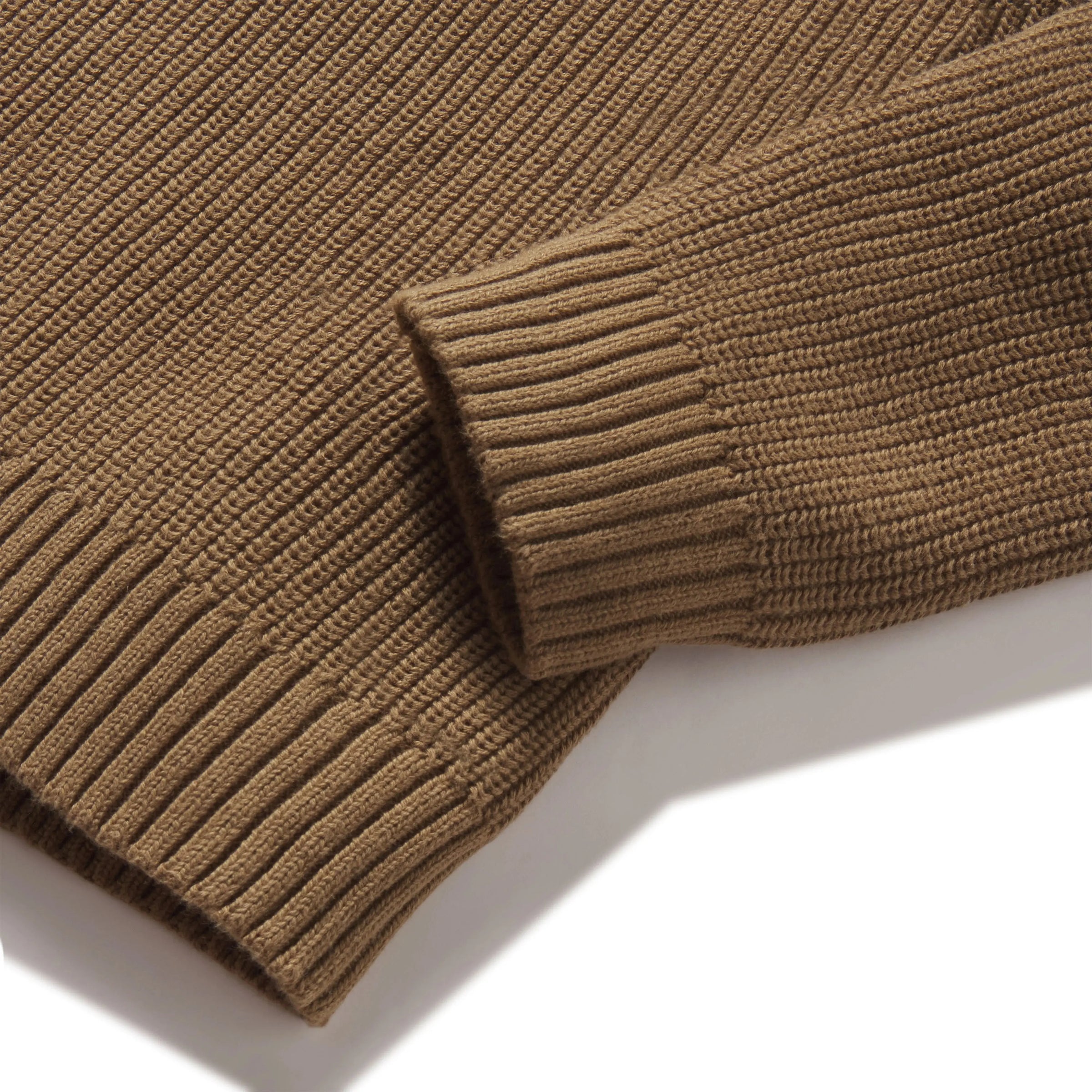Shaker Stitch Cotton Crewneck Sweater - Covert Green Grayers