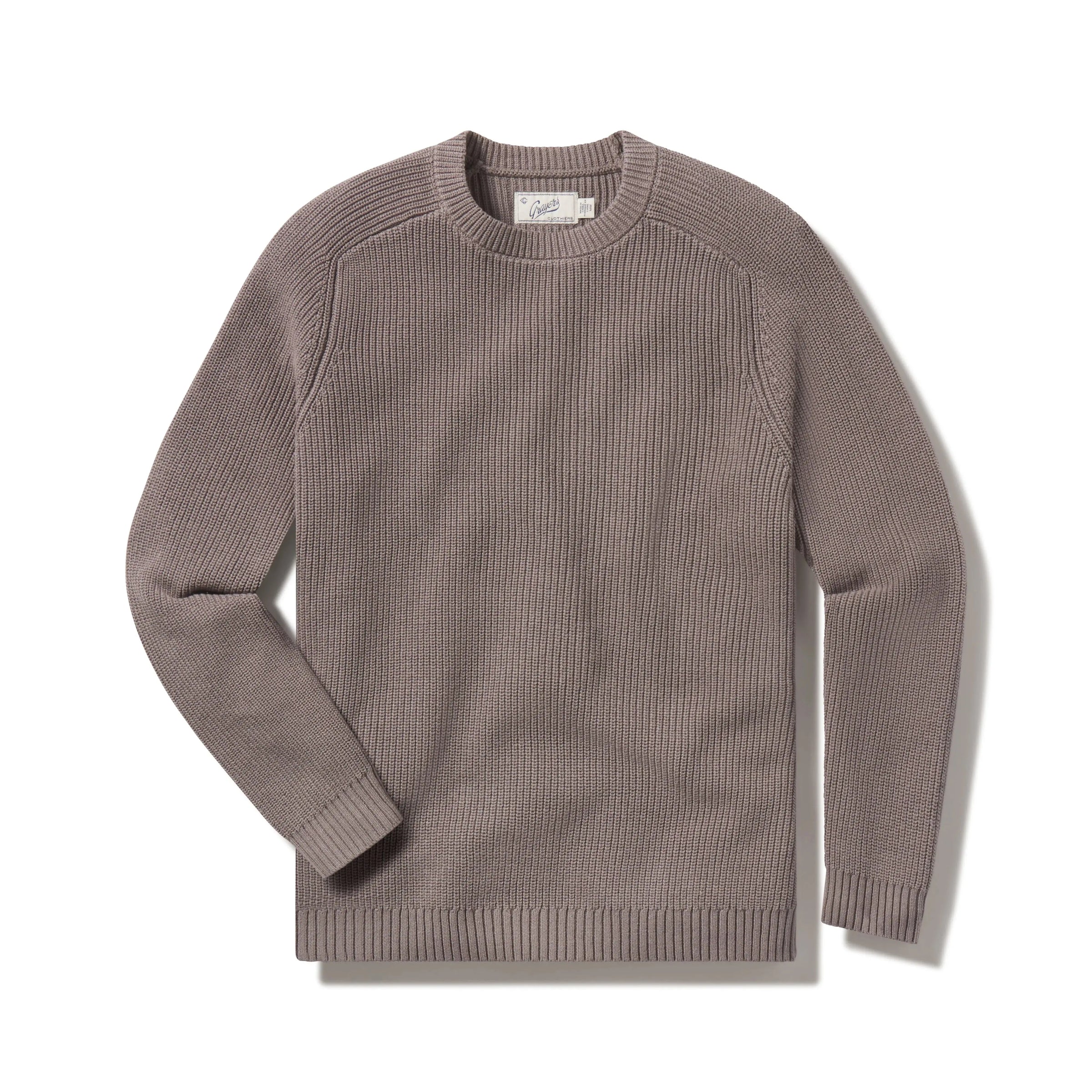 Shaker Stitch Cotton Crewneck Sweater - Frost Grey Grayers