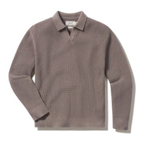 Shaker Stitch Cotton Polo Sweater - Frost Gray Grayers