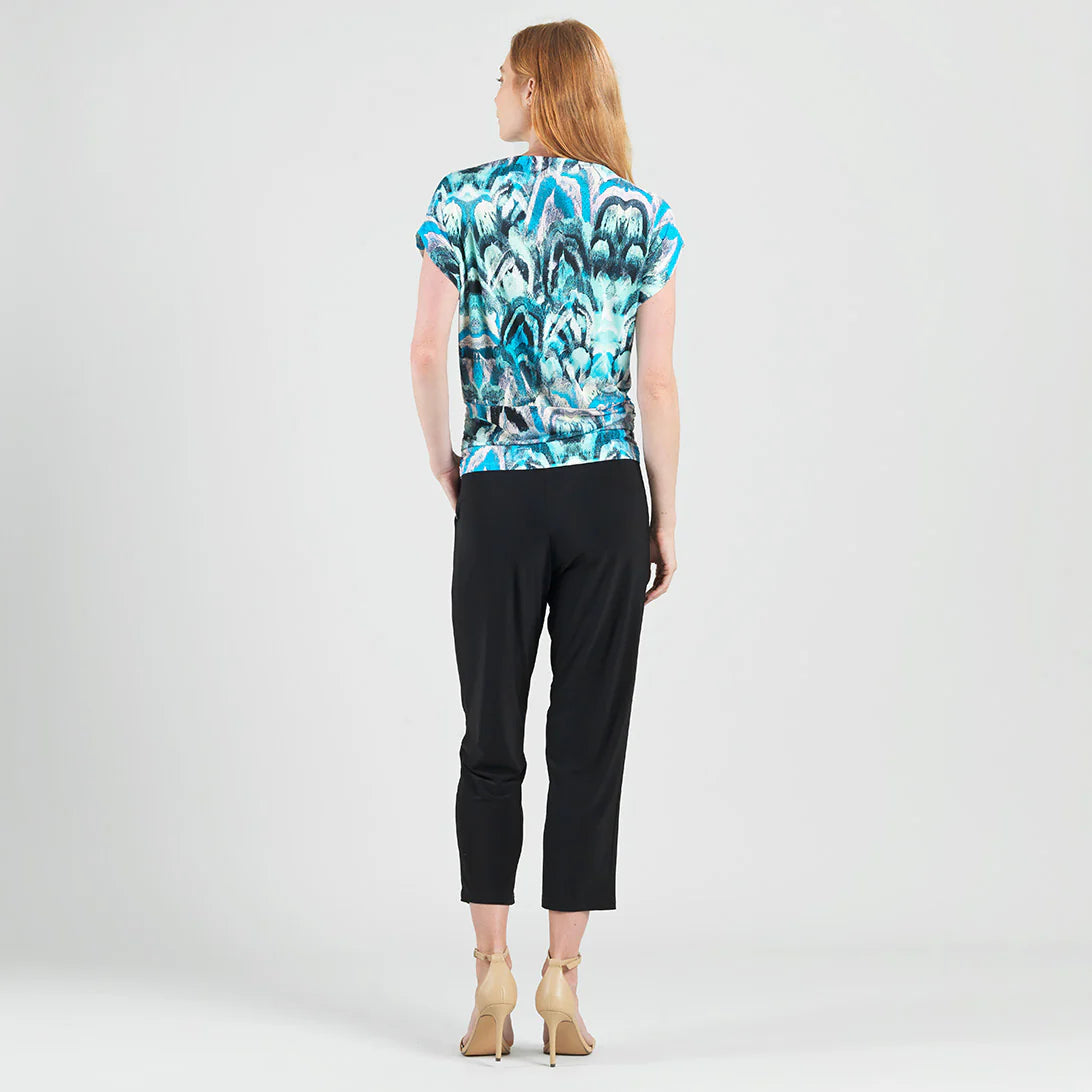 Side Ruched Boat Neck Top - Abstract Prism Clara Sun Woo