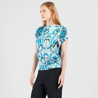Side Ruched Boat Neck Top - Abstract Prism Clara Sun Woo