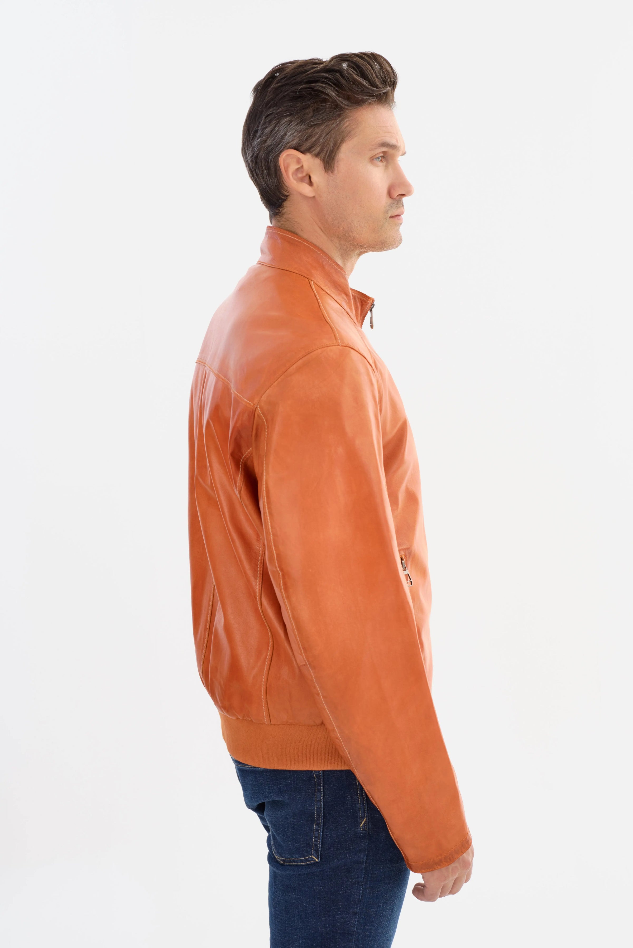 Tim Lambskin Leather Jacket - Orange Regency