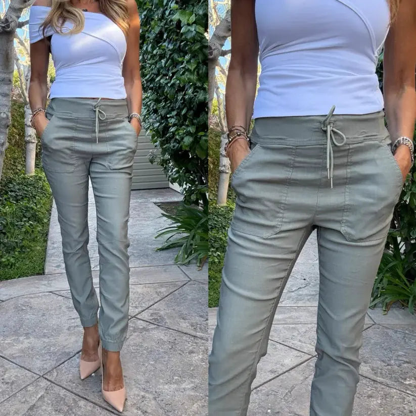 Tali Green Herringbone Pants Bevy Flog