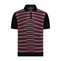 Navy with Pink Short Sleeve Knit Polo Clothier to The King