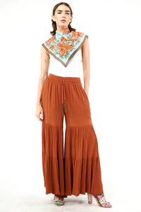 Aratta Dream Pants in Burnt Orange – wide-leg boho lounge pants