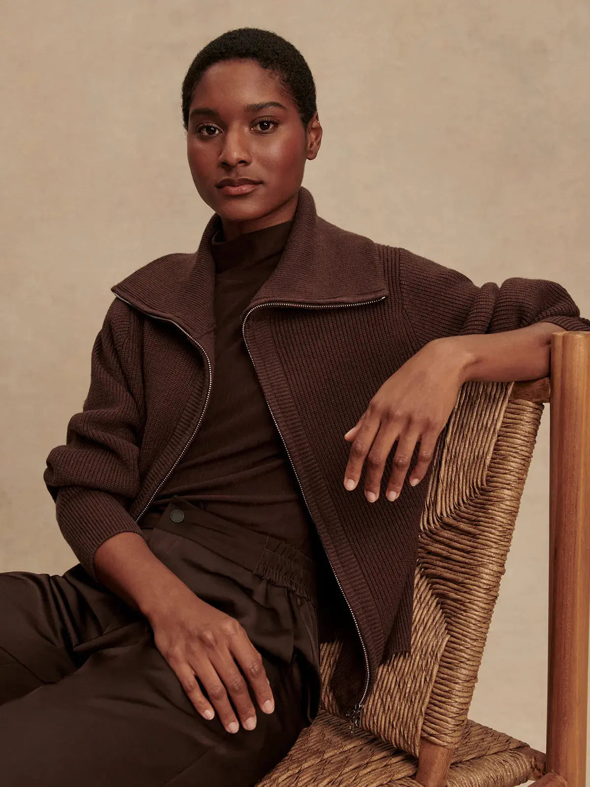 Enrico Knit Jacket - Coffee Bean VARLEY