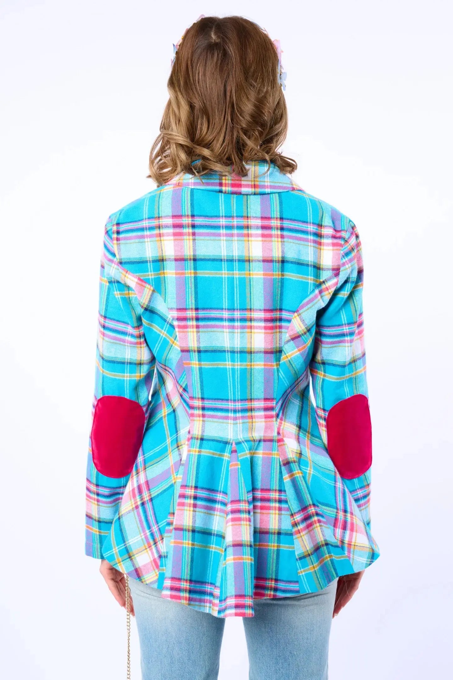Dulce Aqua Plaid Blazer Aratta