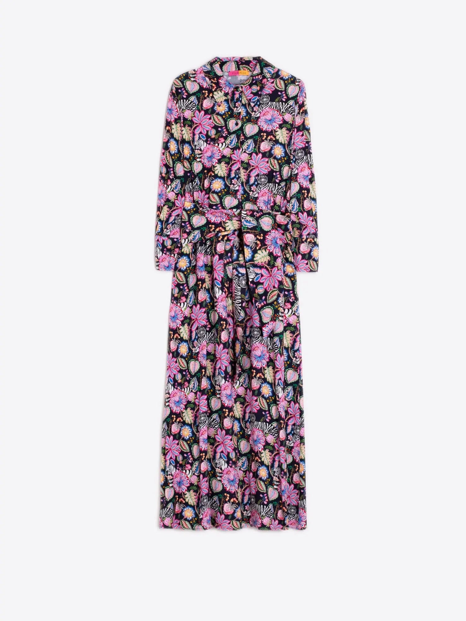 TIGER AND FLORAL SHIRT DRESS Vilagallo