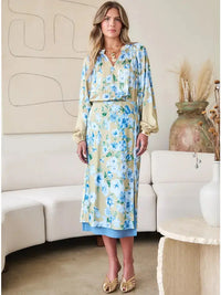 Floral Printed Midi Skirt W/Chiffon Layer Current Air