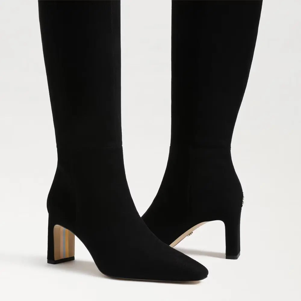 Sylvia Knee High Boots - Black Suede Sam Edelman