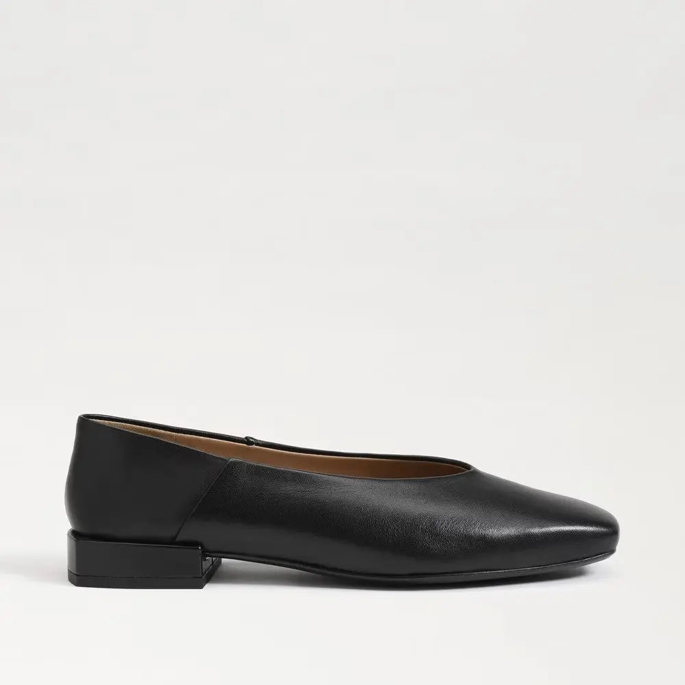 Kasey Square Toe Ballet Flat - Black Leather Sam Edelman