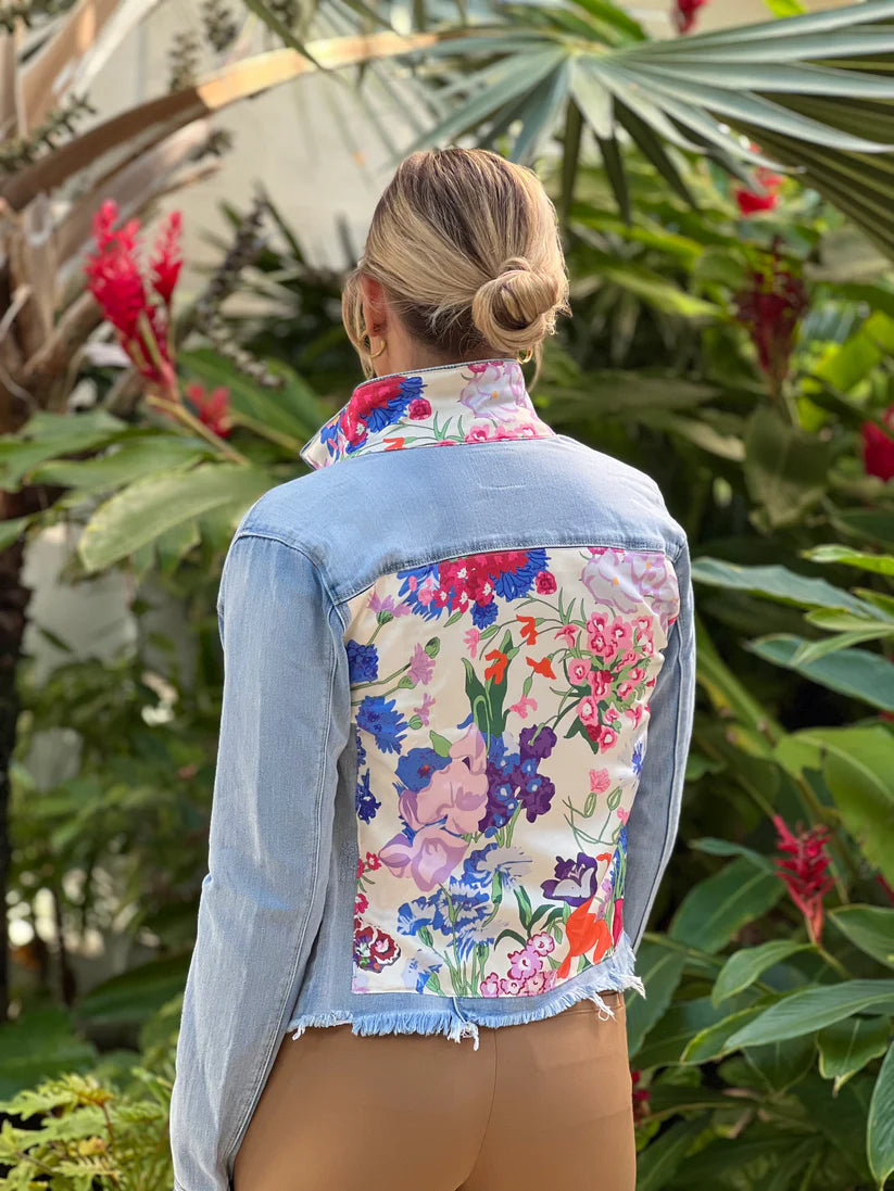 The Light Denim Jacket / Designer Inspired Flowers STACY BRADLEY