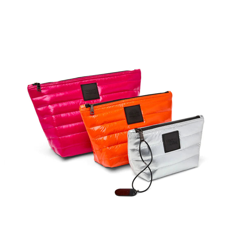 Travel Trio Organizational Pouches - Fuchsia, Orange & Silver Think Royln