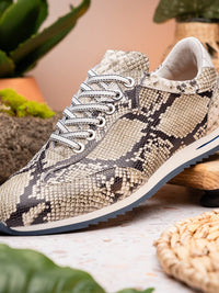 Peri Python Embossed Italian Calfskin Sneakers Black / White Zelli