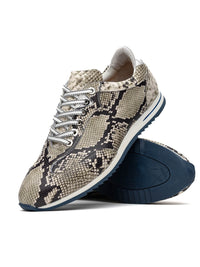 Peri Python Embossed Italian Calfskin Sneakers Black / White Zelli